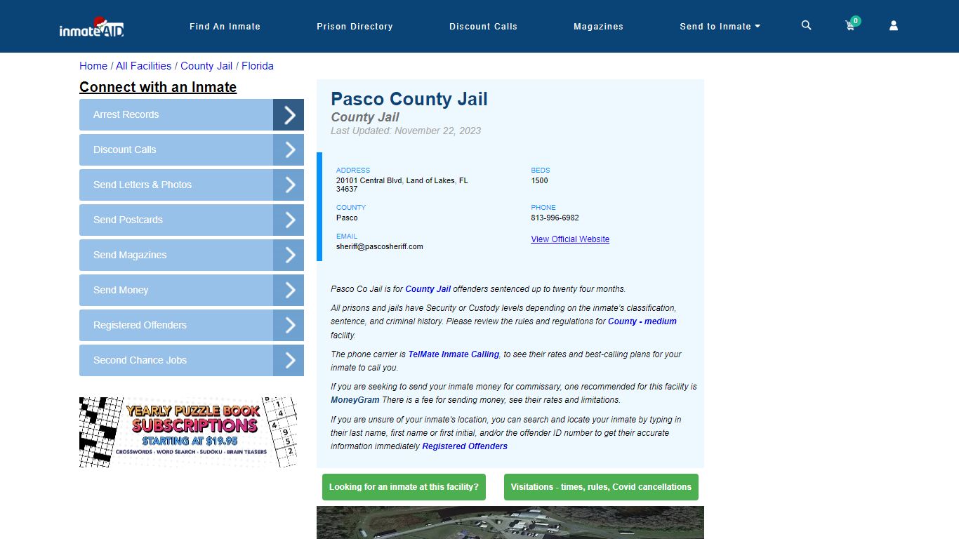 Pasco County Jail - Inmate Locator - Land of Lakes, FL