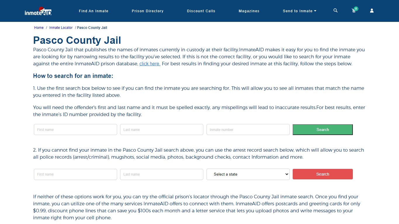 Pasco County Jail - InmateAid